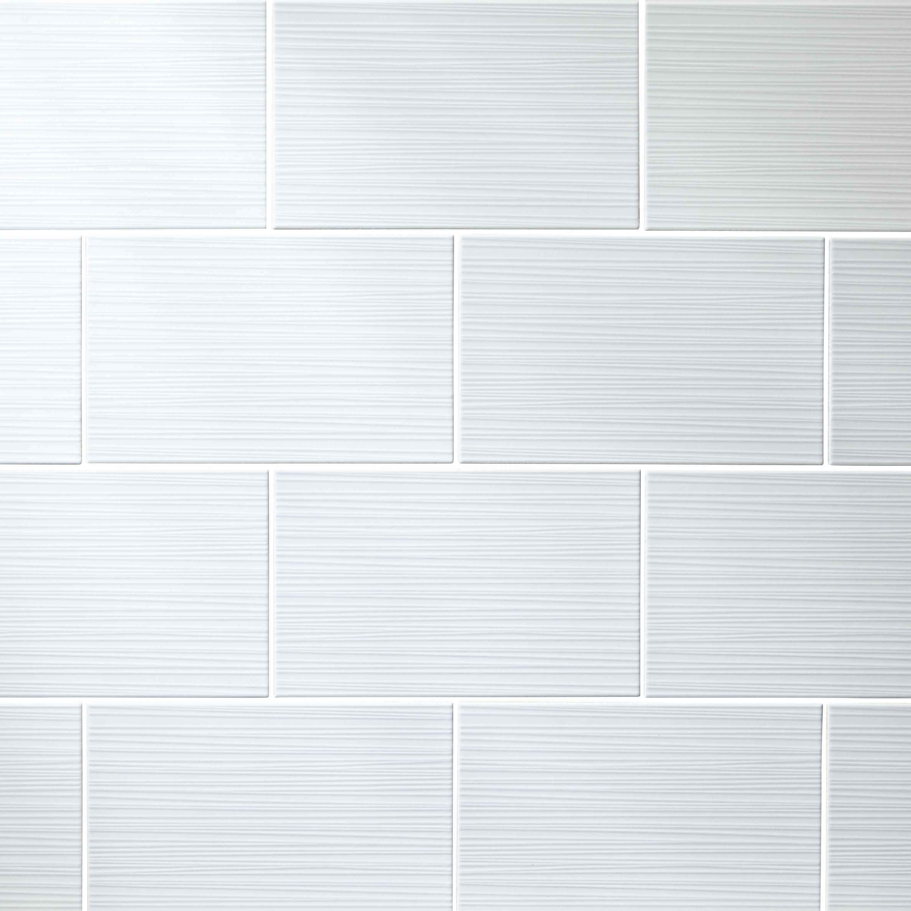 Colours Salerna White Gloss Linear Porcelain Indoor Wall Tile Sample