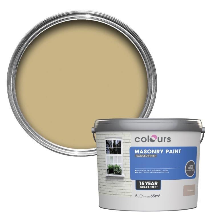 Colours Sandstone beige Textured Masonry paint 5L DIY at B&Q