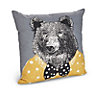 Colours Sanja Grey Grizzly bear Cushion (L)45cm x (W)45cm
