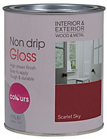 Colours Scarlet sky Gloss Metal & wood paint, 750ml