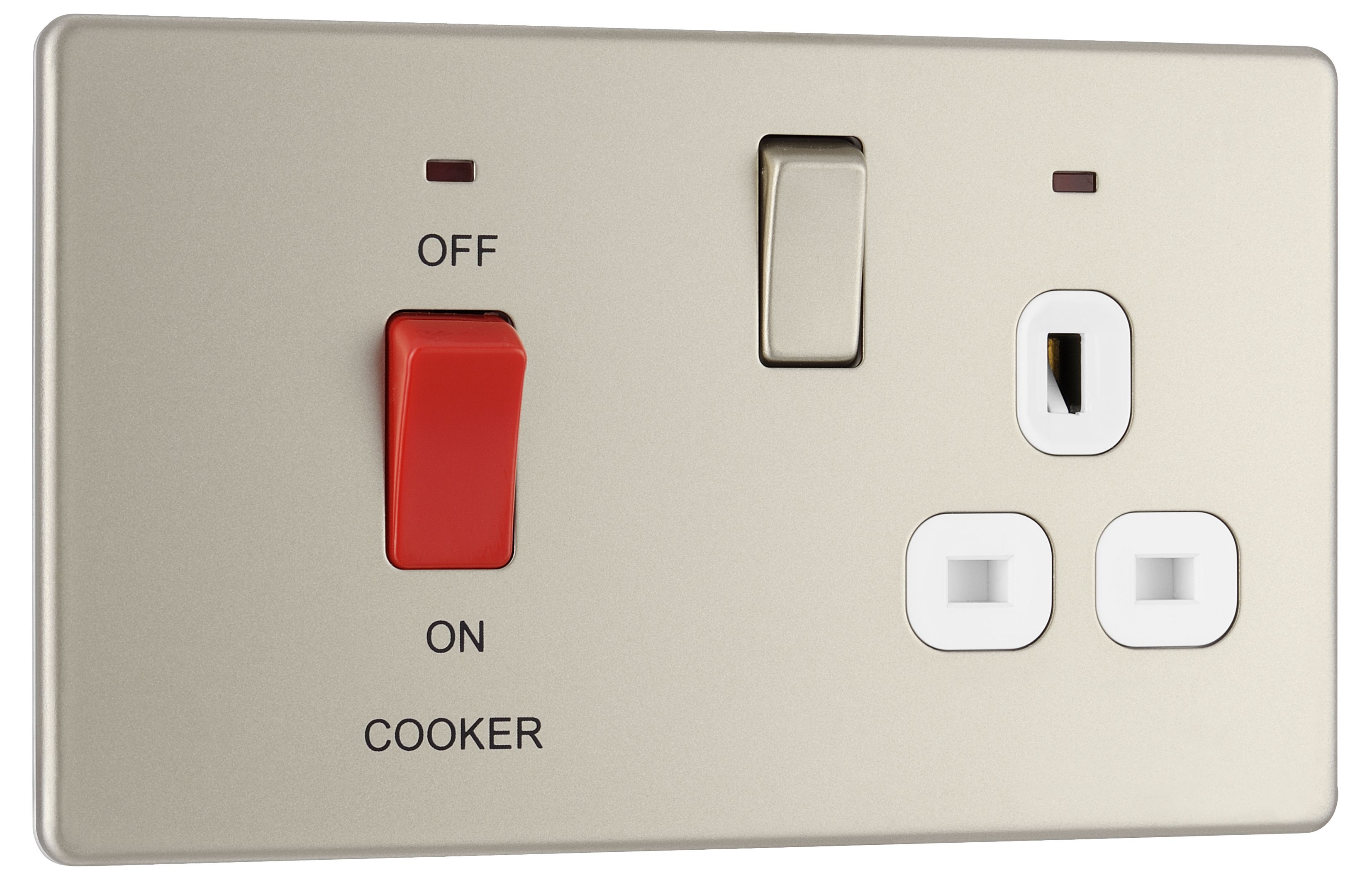Colours Screwless Cooker switch & socket & White inserts