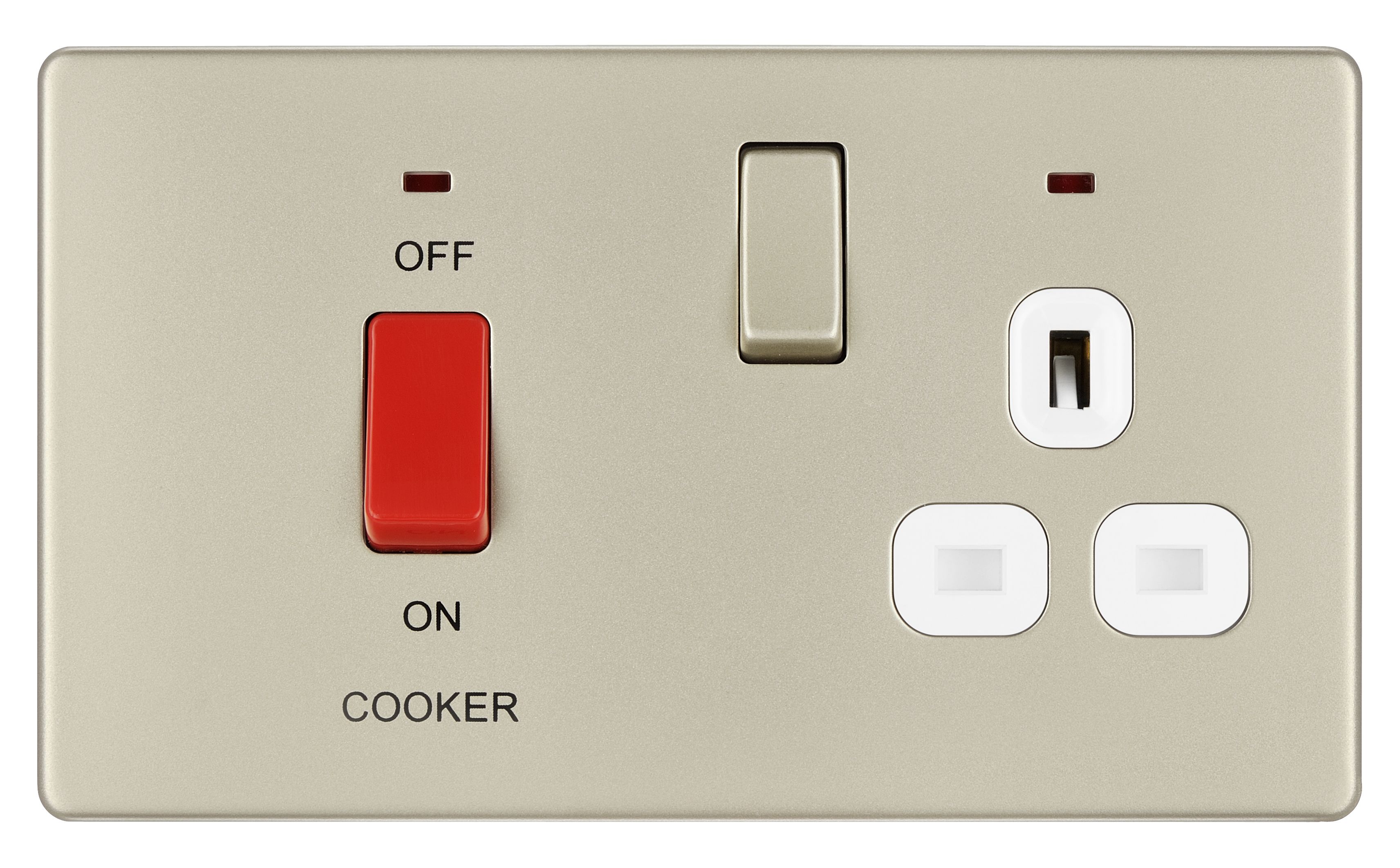 Colours Screwless Cooker switch & socket & White inserts