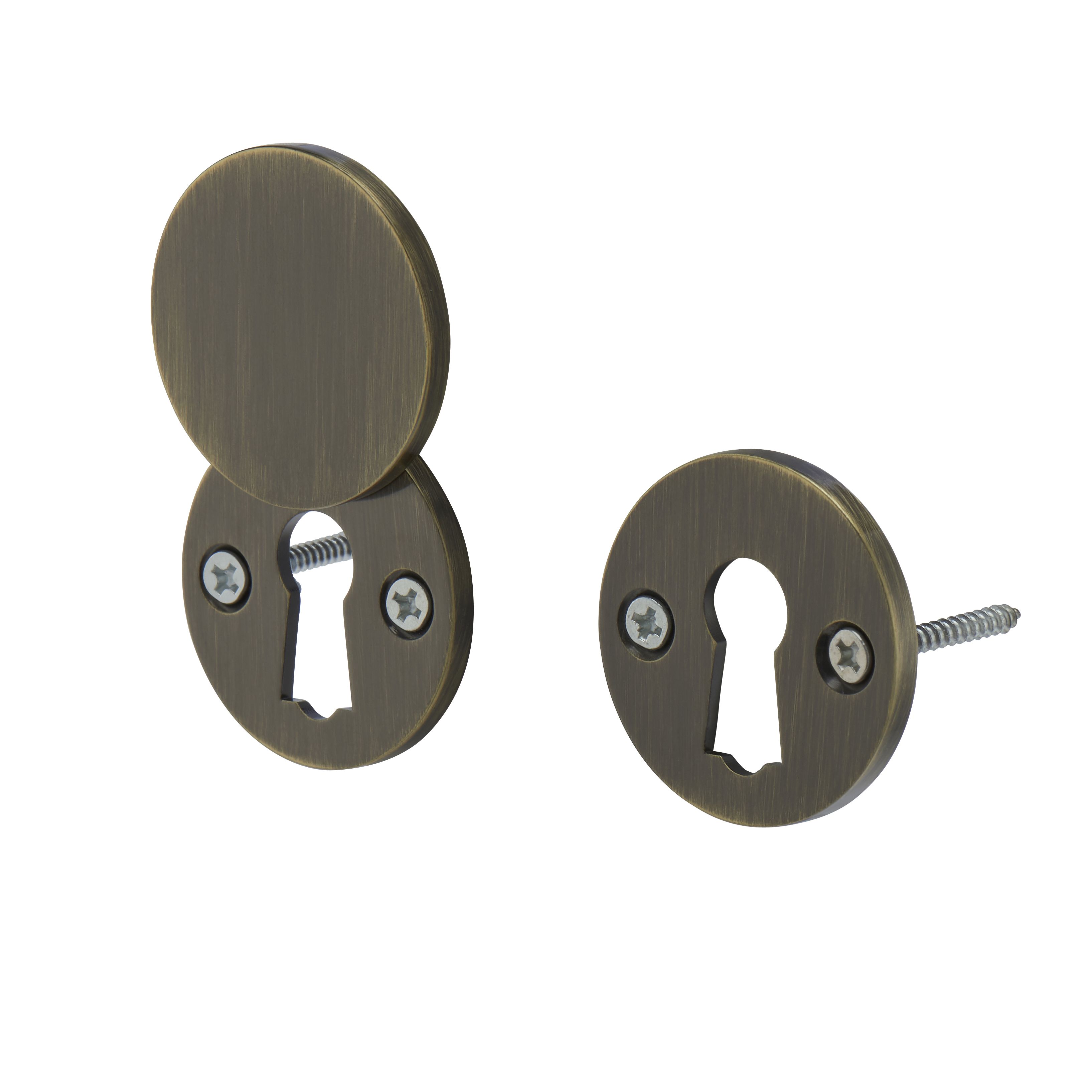 Colours Seaca Antique brass effect Zinc alloy Keyhole cover, Pack of 1