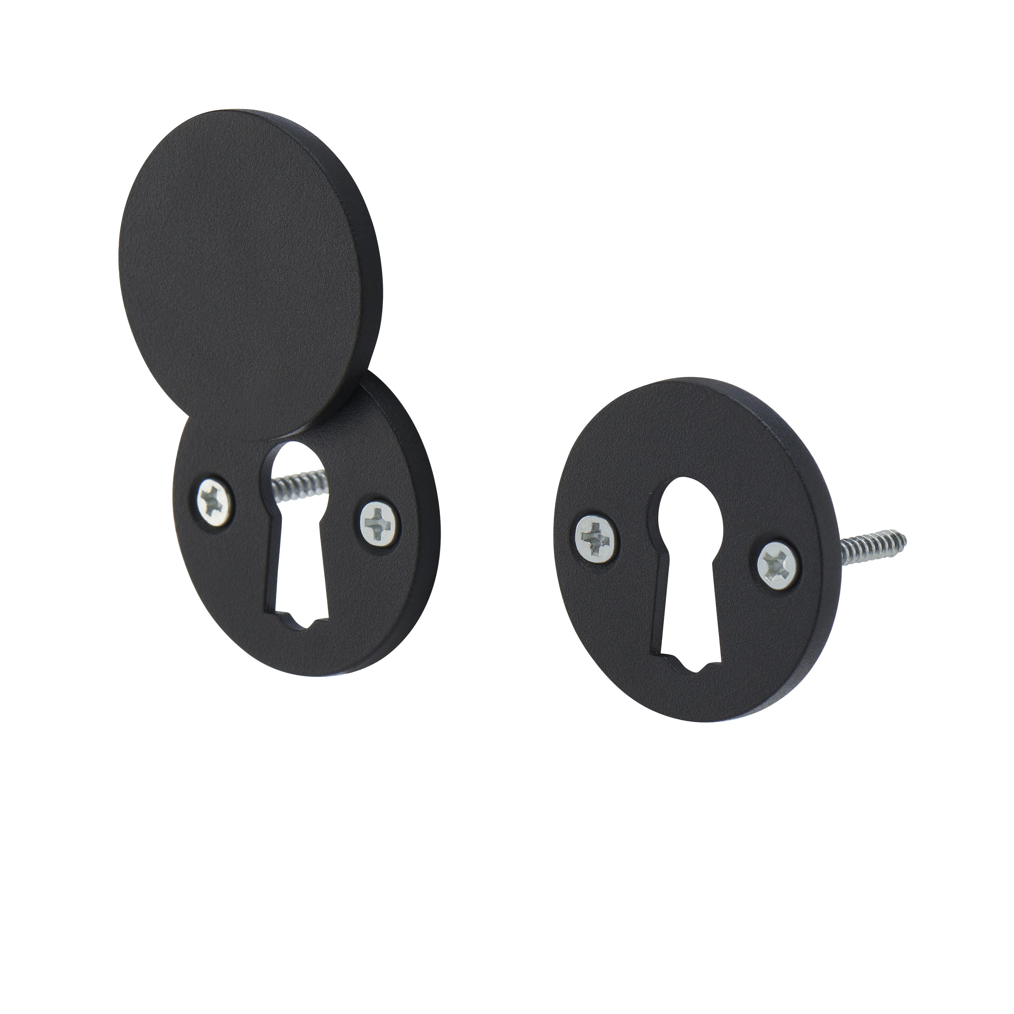 Colours Seaca Matt Black Iron effect Keyhole cover, Pack of 1