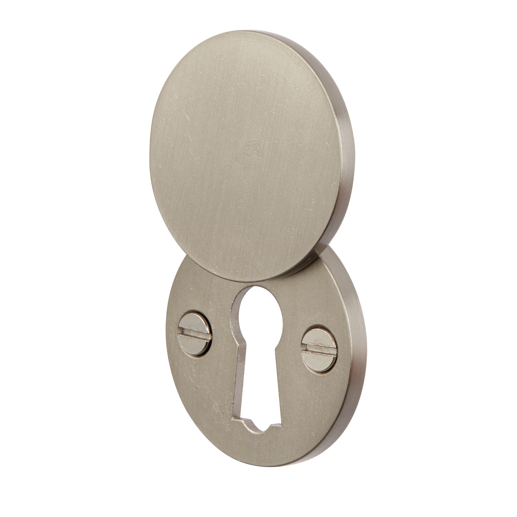 Colours Seaca Satin Nickel effect Zinc alloy Keyhole cover, Pack of 2