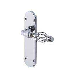 Colours Seini Polished Chrome effect Brass Curved Latch Door handle (L)127mm