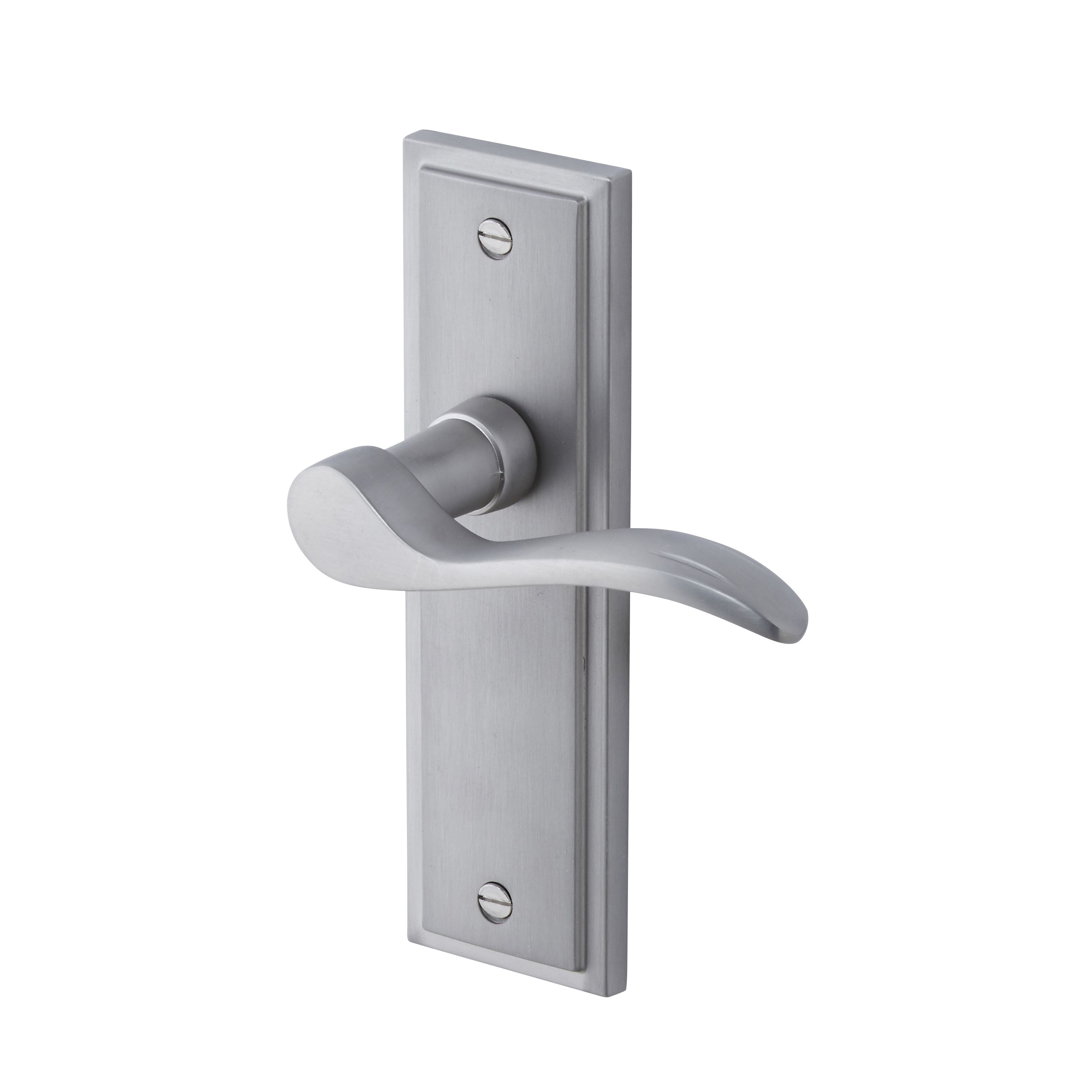 Colours Sennen Nickel effect Aluminium Scroll Latch Door handle (L)105mm (D)70mm, Pair