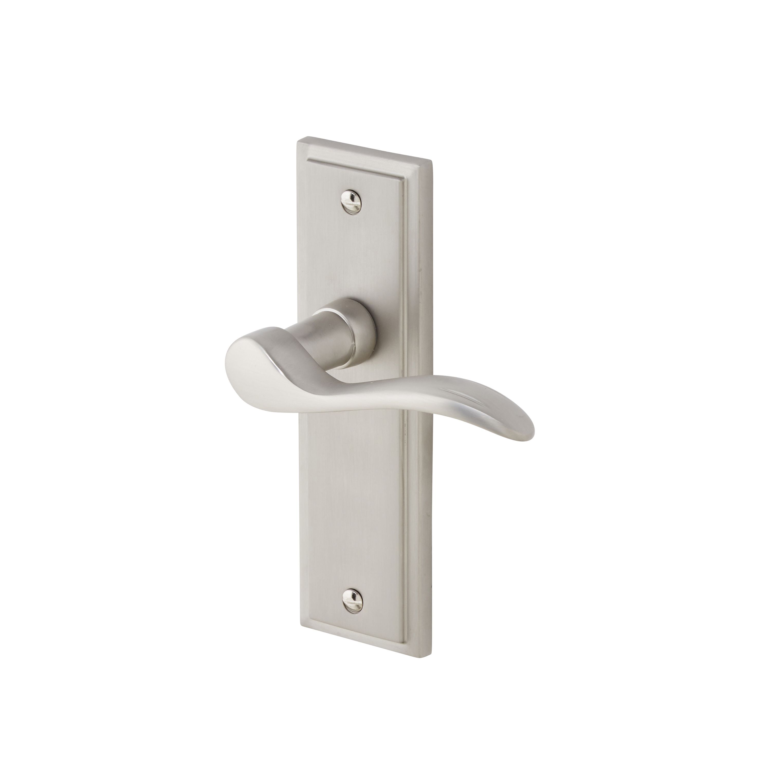 Colours Sennen Satin Nickel Effect Aluminium Scroll Latch Door Handle L 105mm Pair Diy At B Q