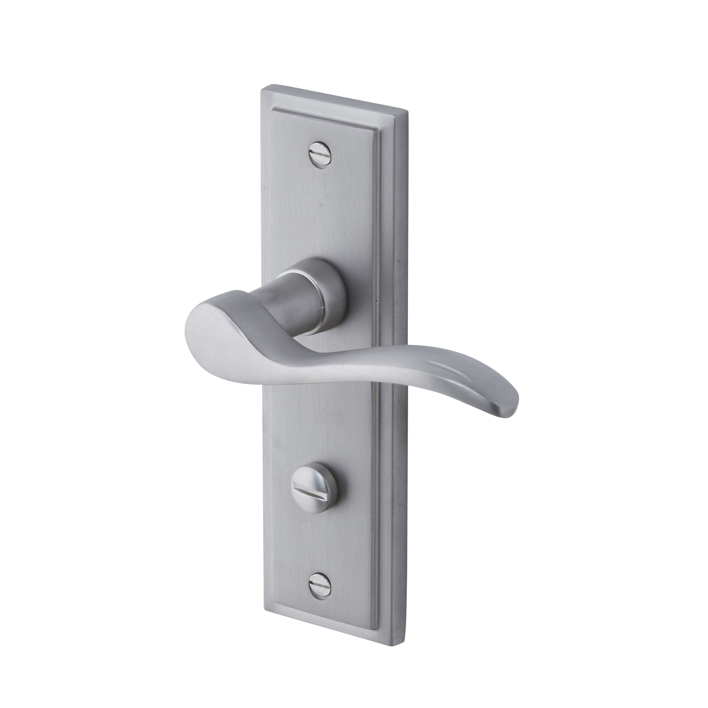 Colours Sennen Nickel effect Aluminium Scroll WC Door handle (L)105mm (D)86mm, Pair