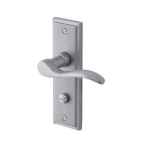 Colours Sennen Nickel effect Aluminium Scroll WC Door handle (L)105mm, Pair