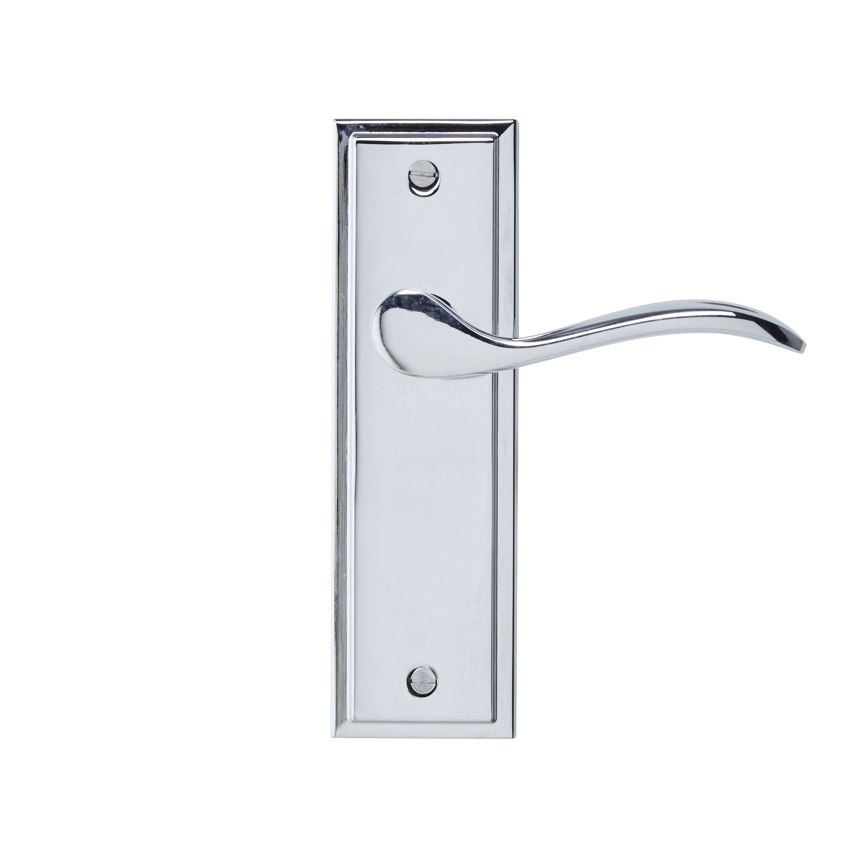 Colours Sennen Polished Chrome effect Aluminium Scroll Latch Door handle (L)105mm (D)70mm, Pack of 3