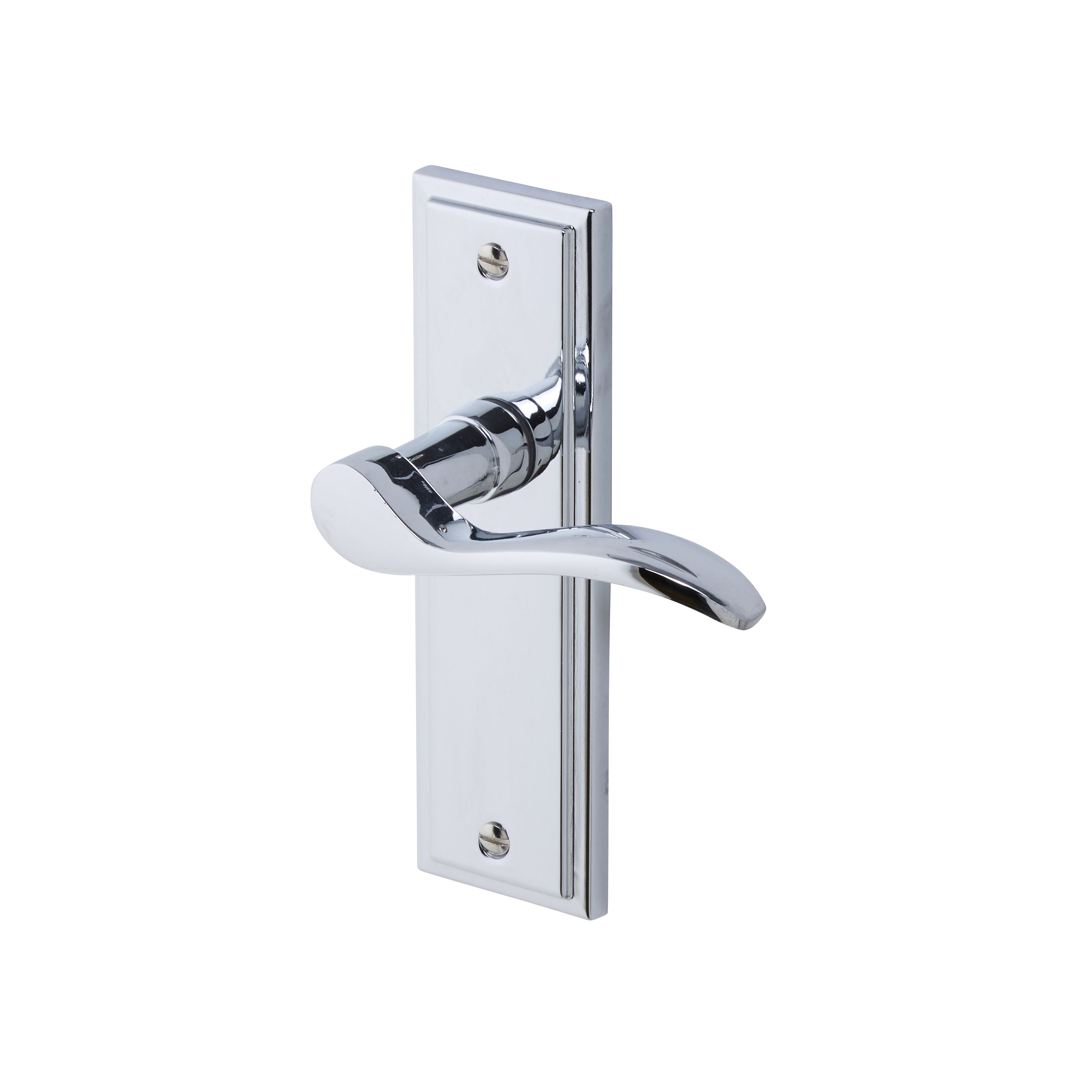 Colours Sennen Polished Chrome effect Aluminium Scroll Latch Door handle (L)105mm (D)86mm, Pair