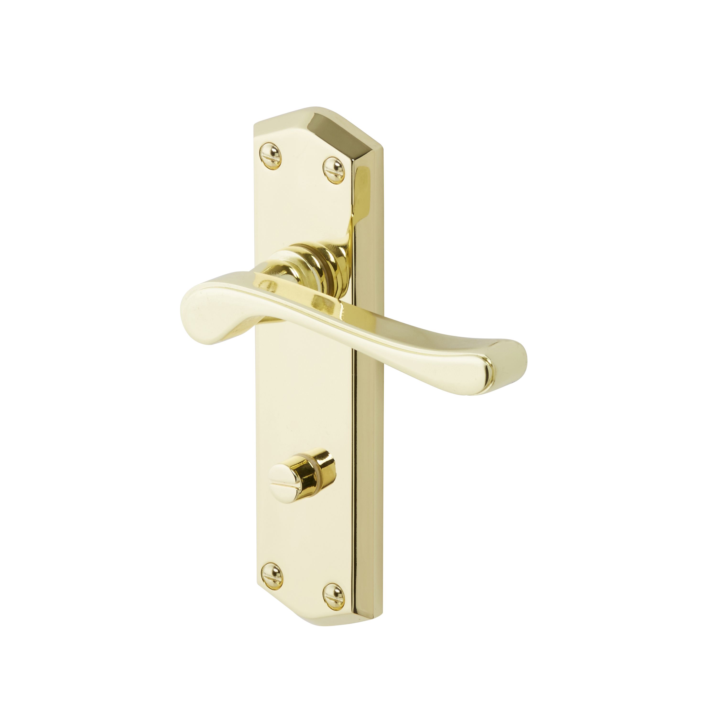Colours Sheya Polished Brass effect Aluminium Scroll WC Door handle (L