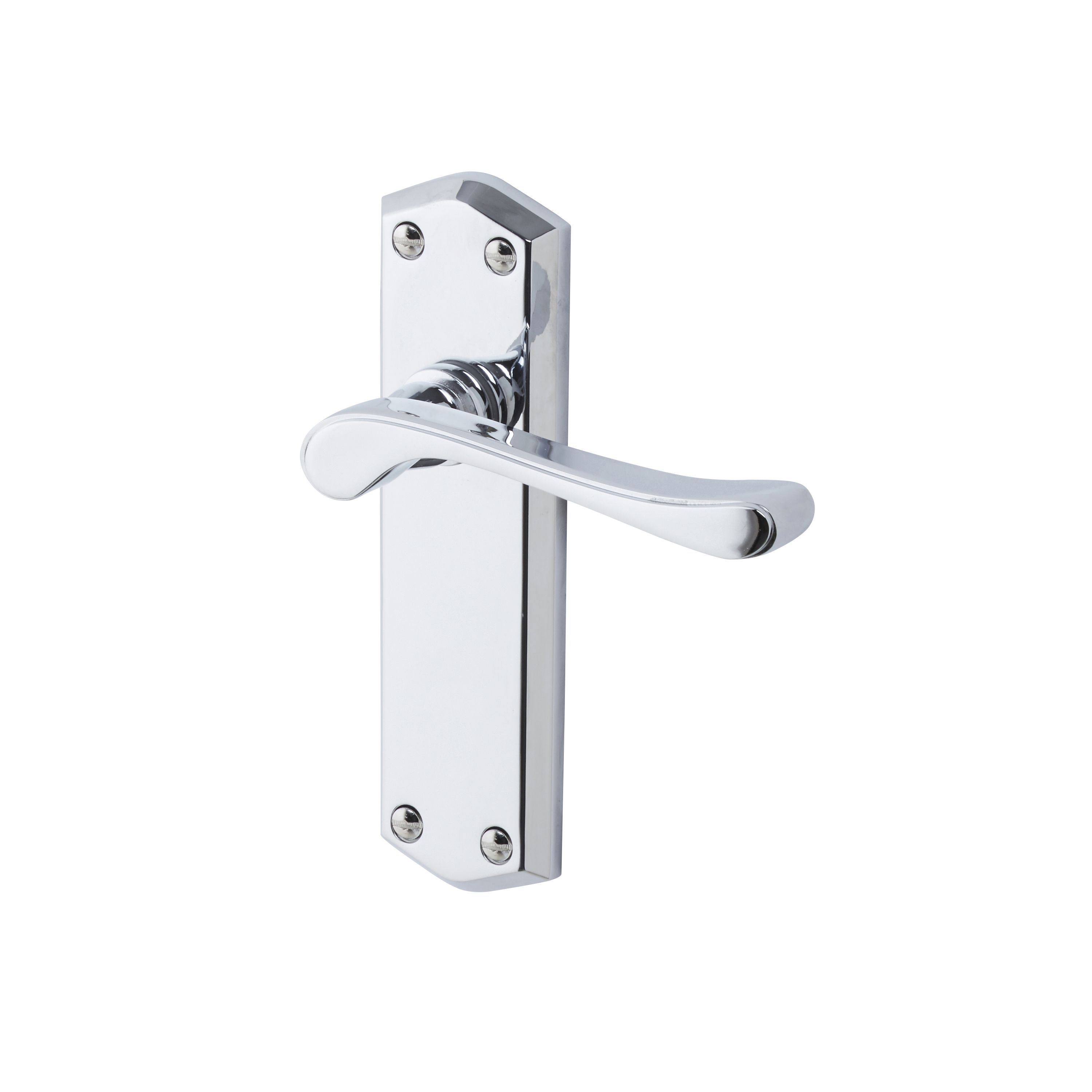 Colours Sheya Polished Chrome effect Aluminium Scroll Latch Door handle (L)111mm (D)86mm, Pair