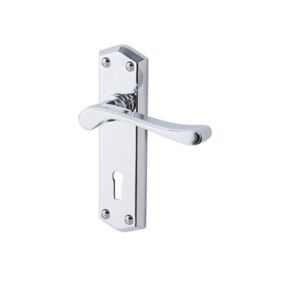 Colours Sheya Polished Chrome effect Aluminium Scroll Lock Door handle (L)111mm, Pair