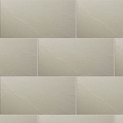 Colours Slate effect Ivory Matt Concrete effect Porcelain Indoor Wall ...