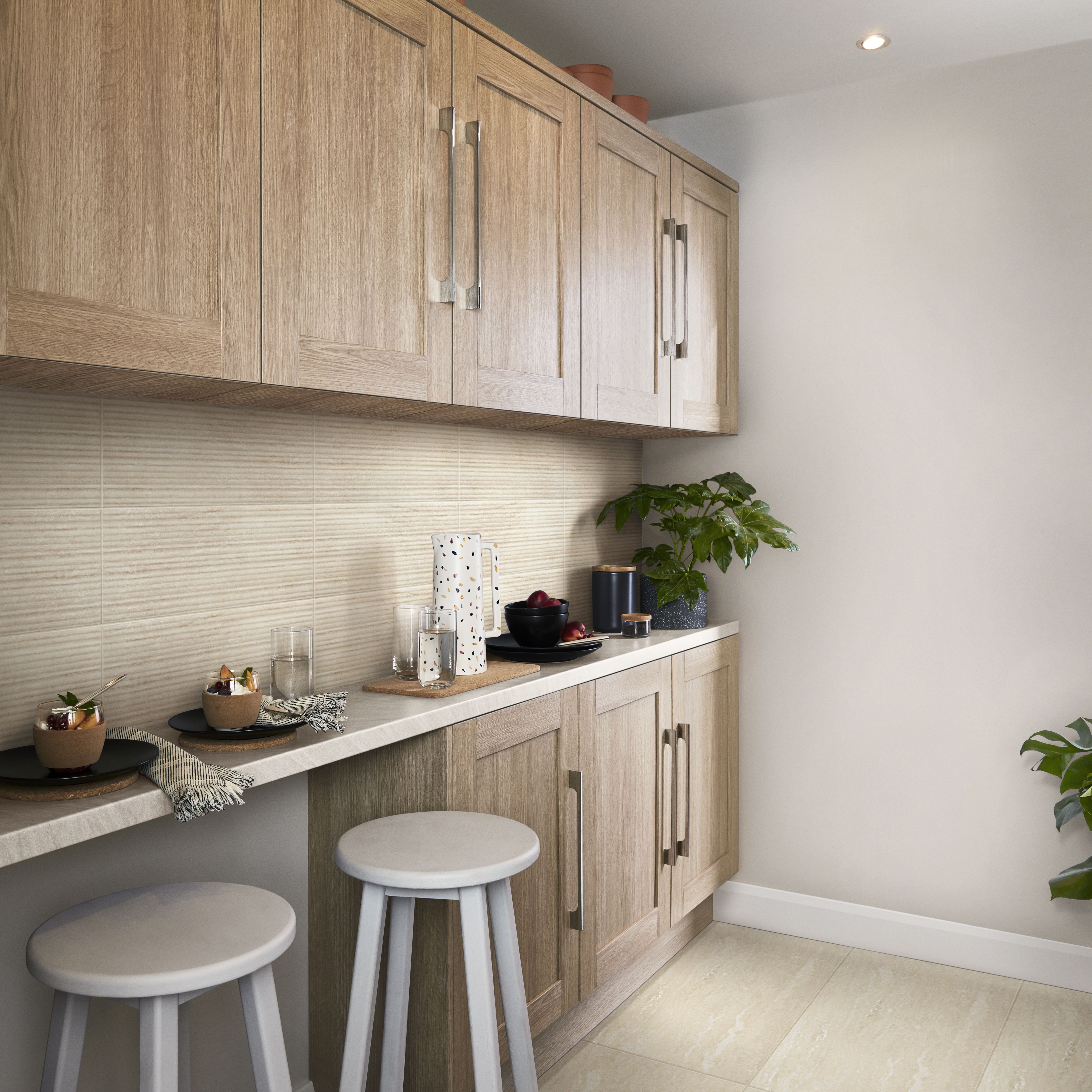 Colours Soft travertin Beige Matt Patterned Stone effect Porcelain Indoor Wall & floor Tile - 6