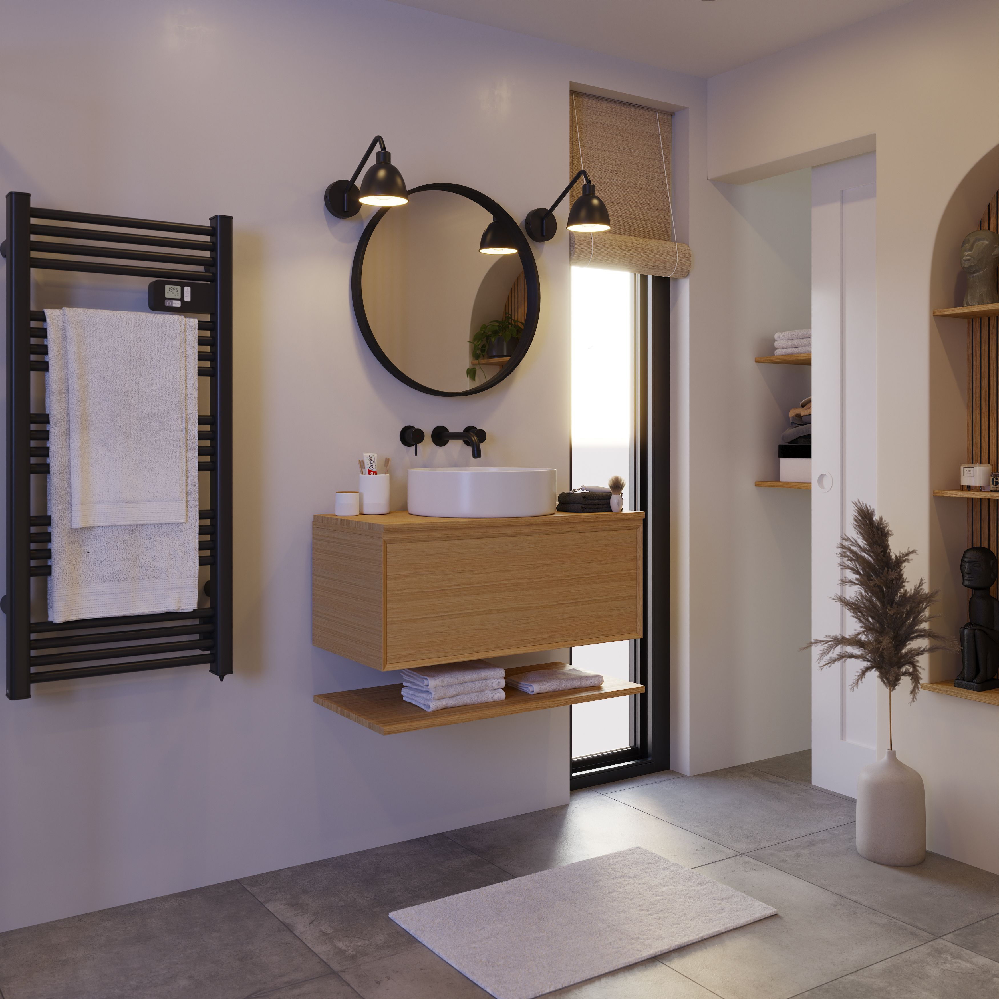 Colours Soft travertin Grey Matt Patterned Stone effect Porcelain Indoor Wall & floor Tile - 8