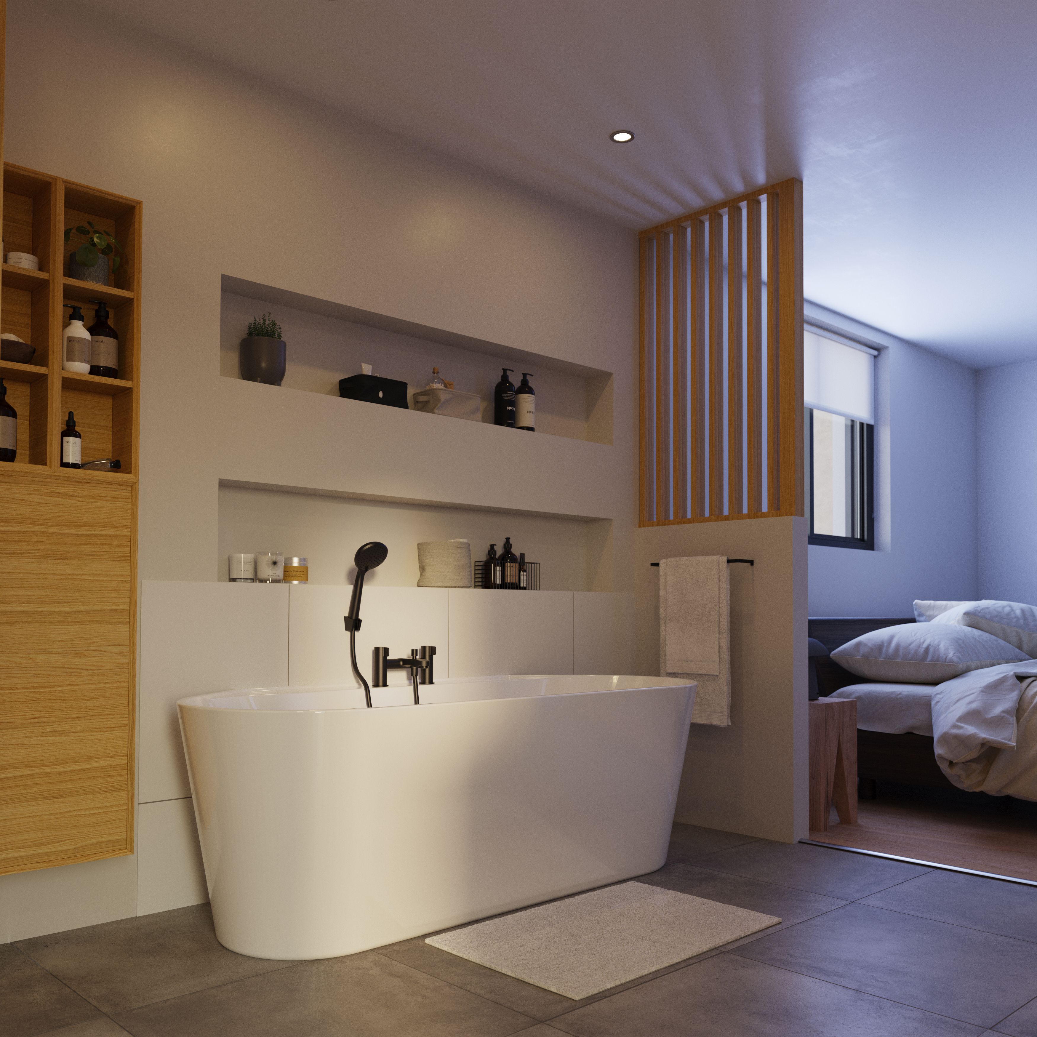 Colours Soft travertin Grey Matt Patterned Stone effect Porcelain Indoor Wall & floor Tile - 7