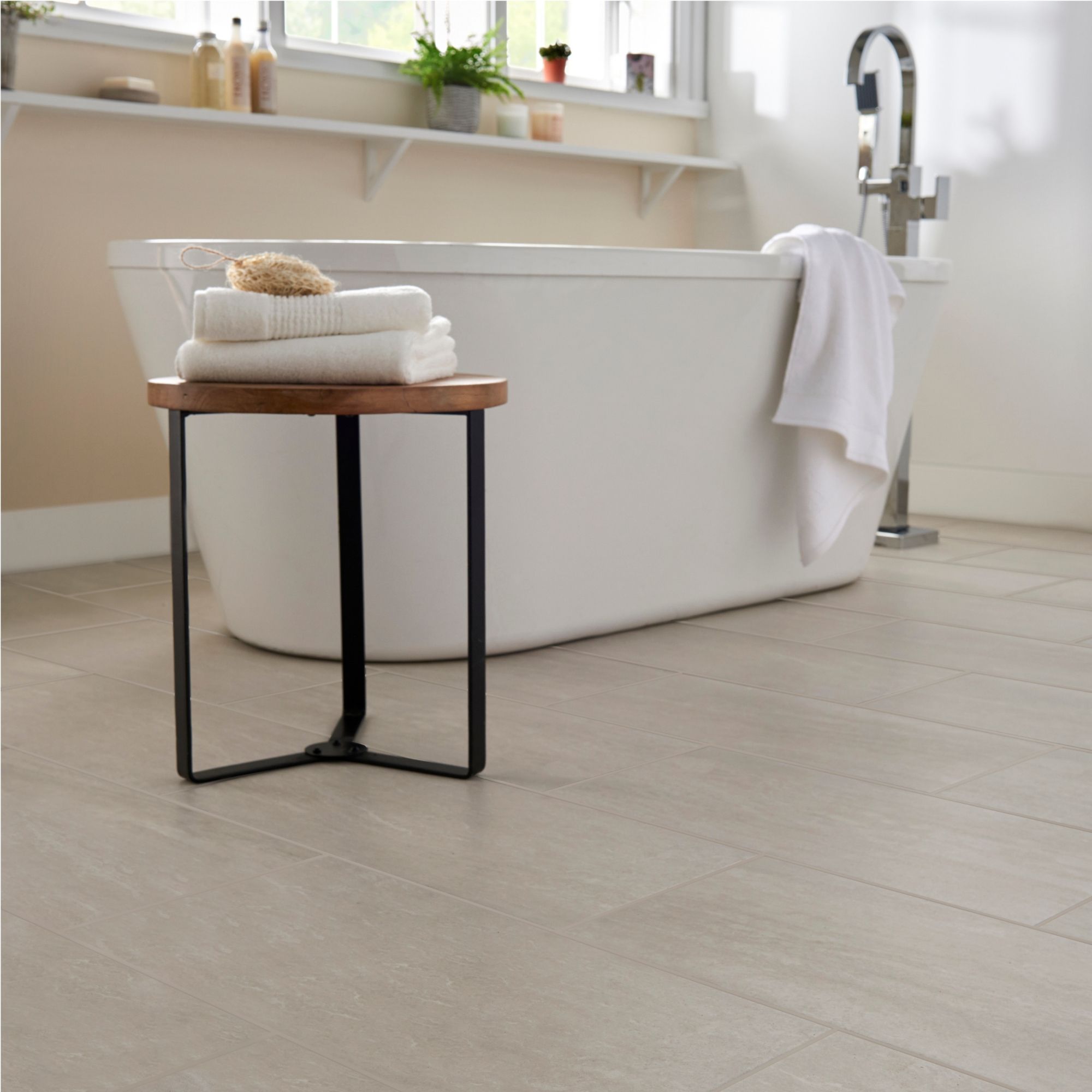 Colours Soft travertin Ivory Matt Patterned Stone effect Porcelain Indoor Wall & floor Tile - 7