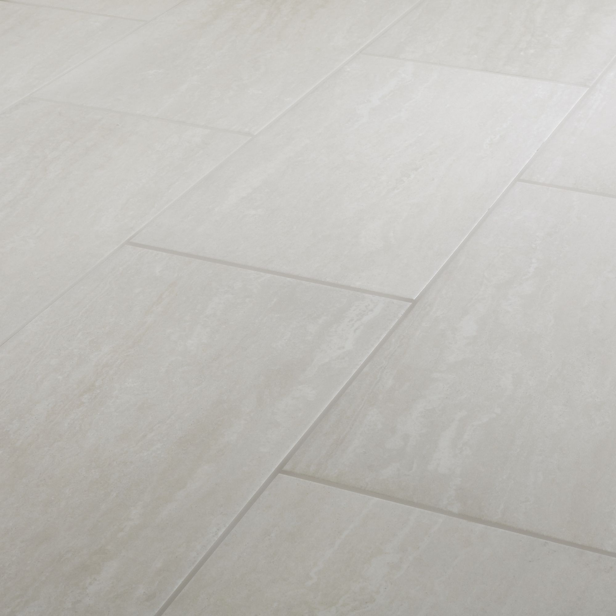 Colours Soft travertine Ivory Matt Stone effect Porcelain Floor Tile Sample - 4