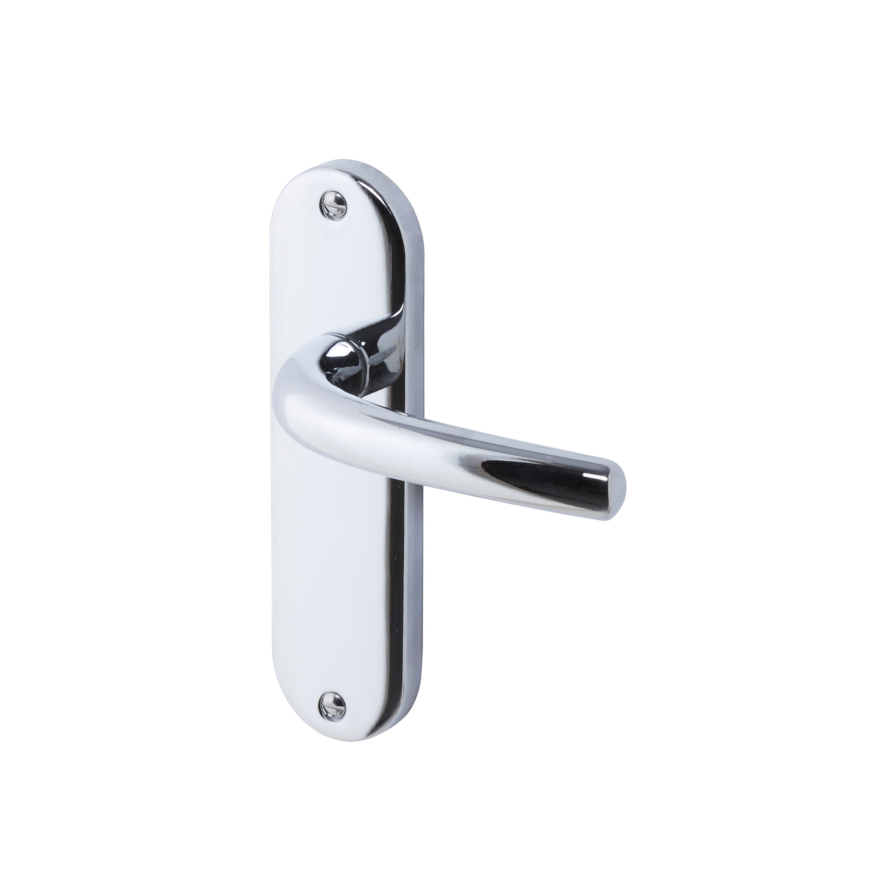 Colours Soure Polished Chrome effect Aluminium Straight Latch Door handle (L)125mm (D)60mm