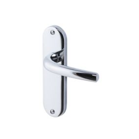 Colours Soure Polished Chrome effect Aluminium Straight Latch Door handle (L)125mm (D)60mm