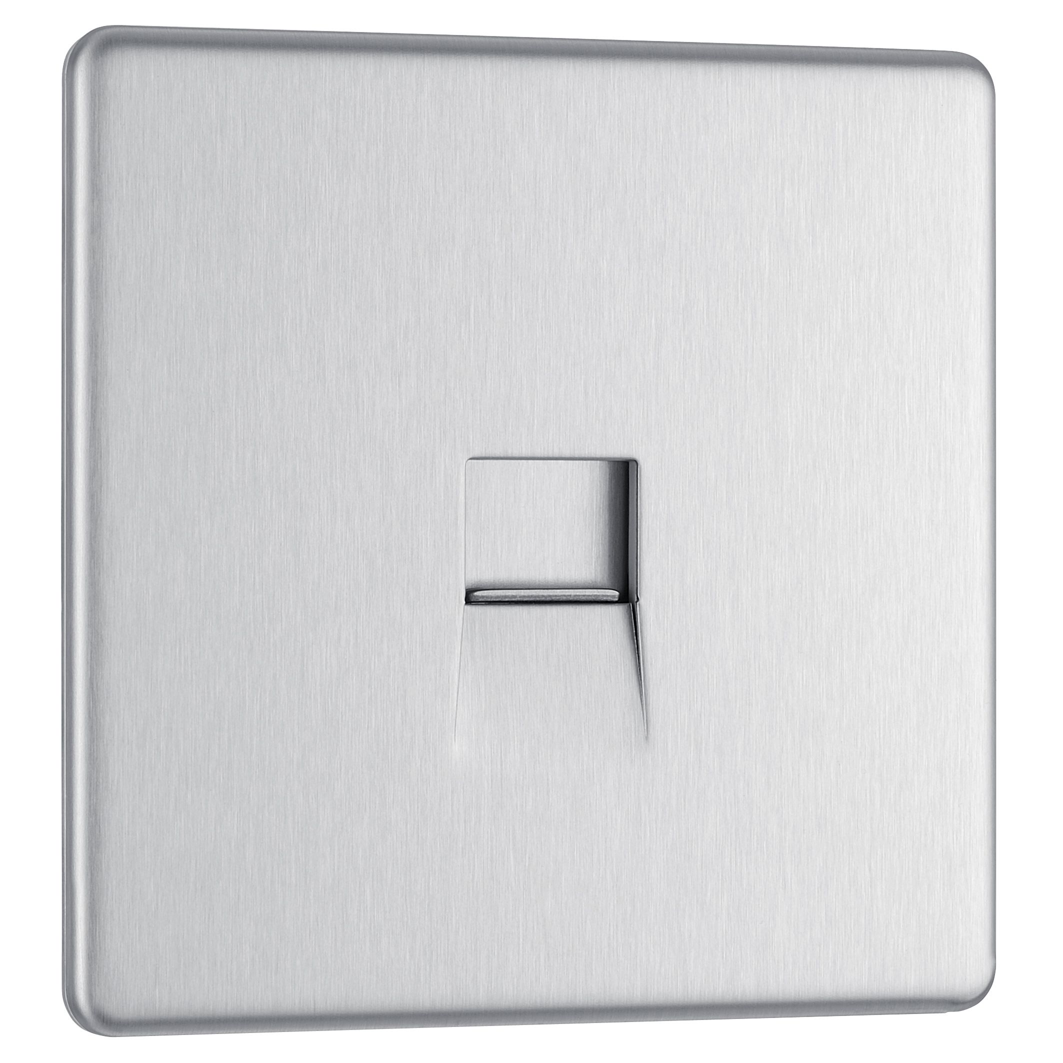 Colours Steel 1 gang Flat Screwless Telephone socket
