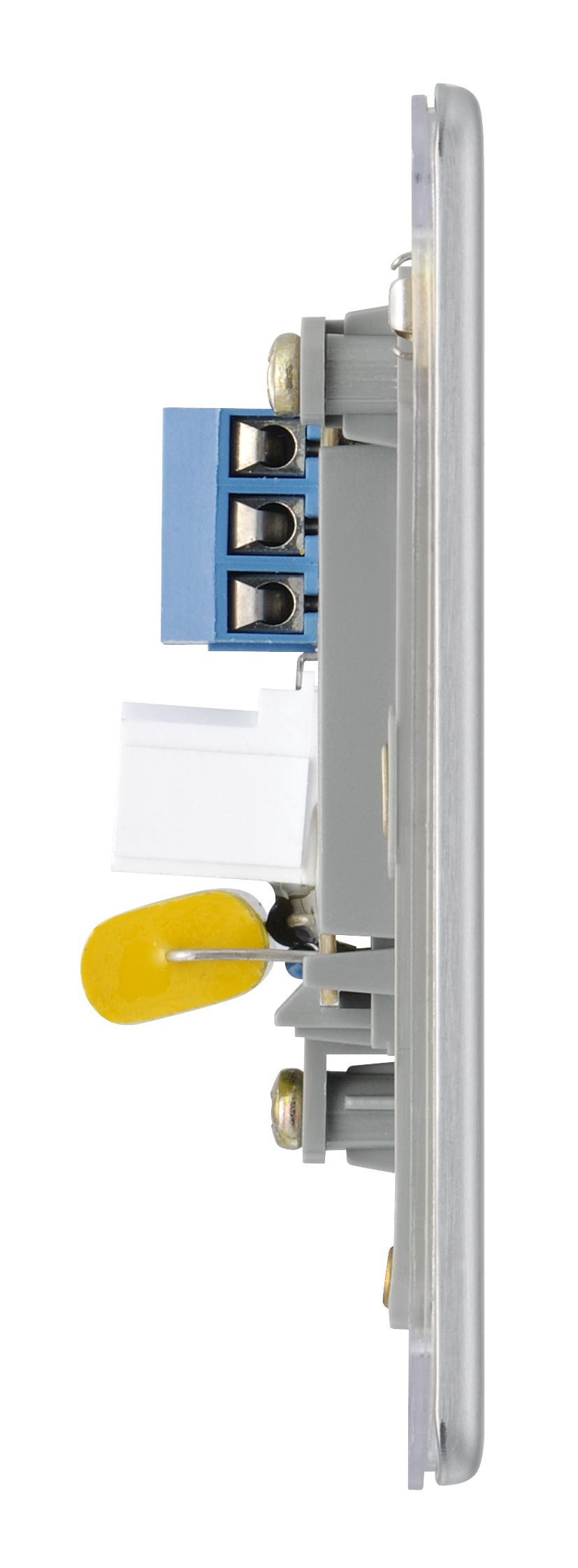 Colours Steel 1 gang Flat Screwless Telephone socket