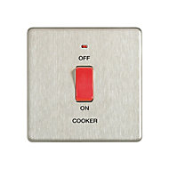 Colours Steel 45A 1 gang Flat Cooker Screwless Switch