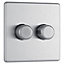Colours Steel Flat profile Double 2 way Screwless Dimmer switch