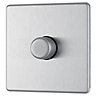 Colours Steel Flat profile Single 2 way Screwless Dimmer switch