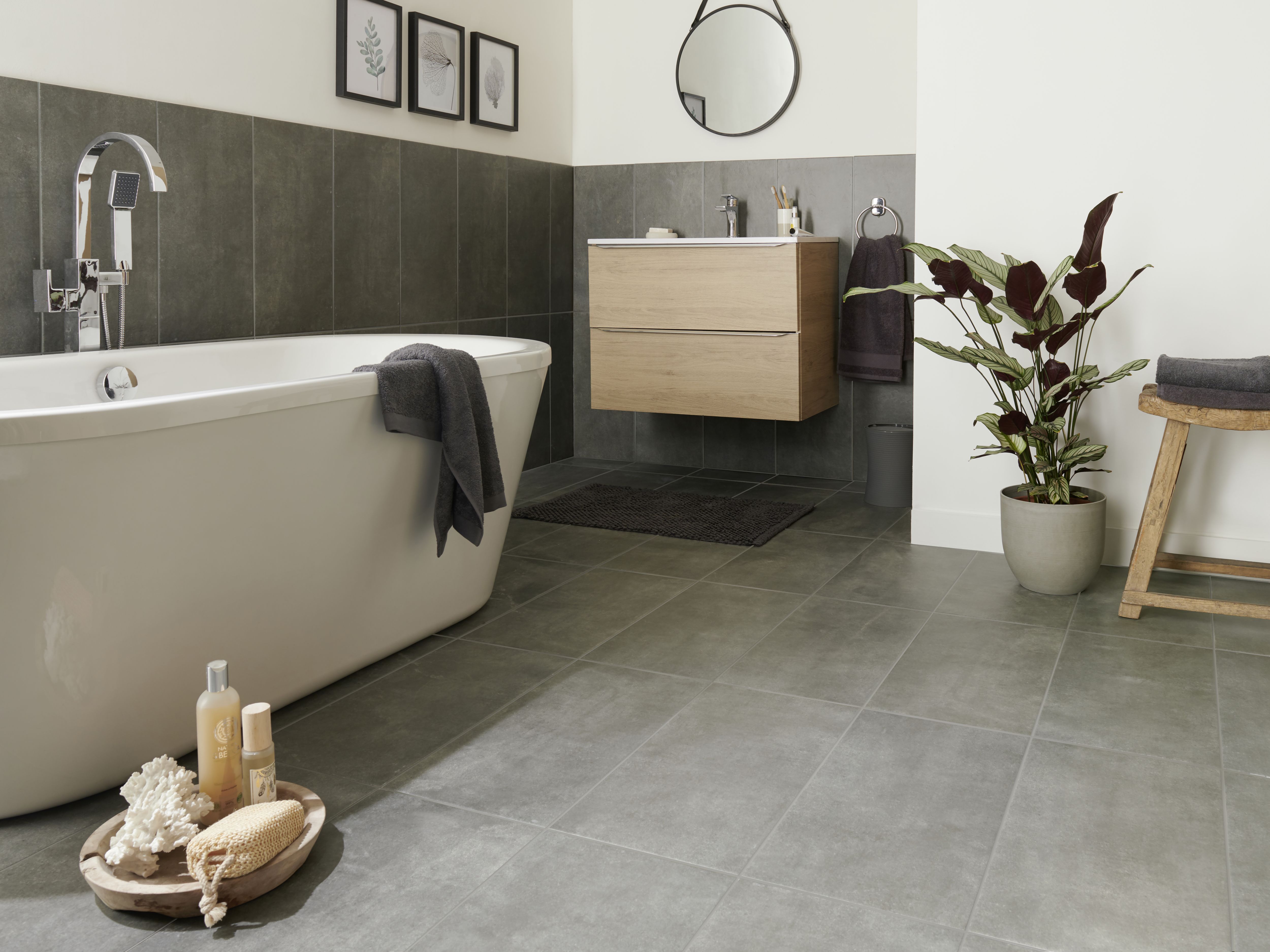 Colours Structured Grey Porcelain Wall & floor Tile - 8