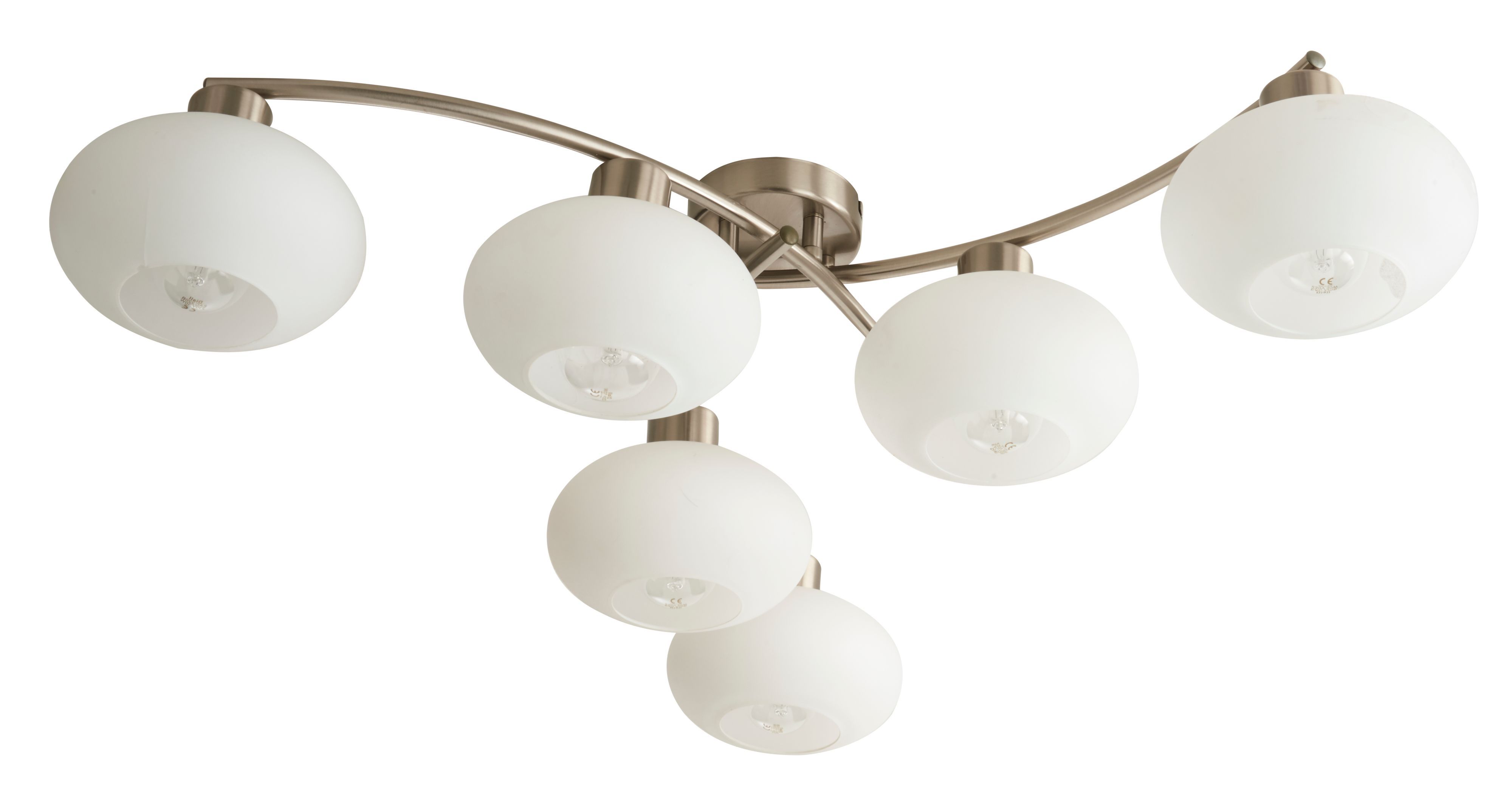 Colours Tentacles Brushed Glass & metal Chrome effect 6 Lamp Ceiling light