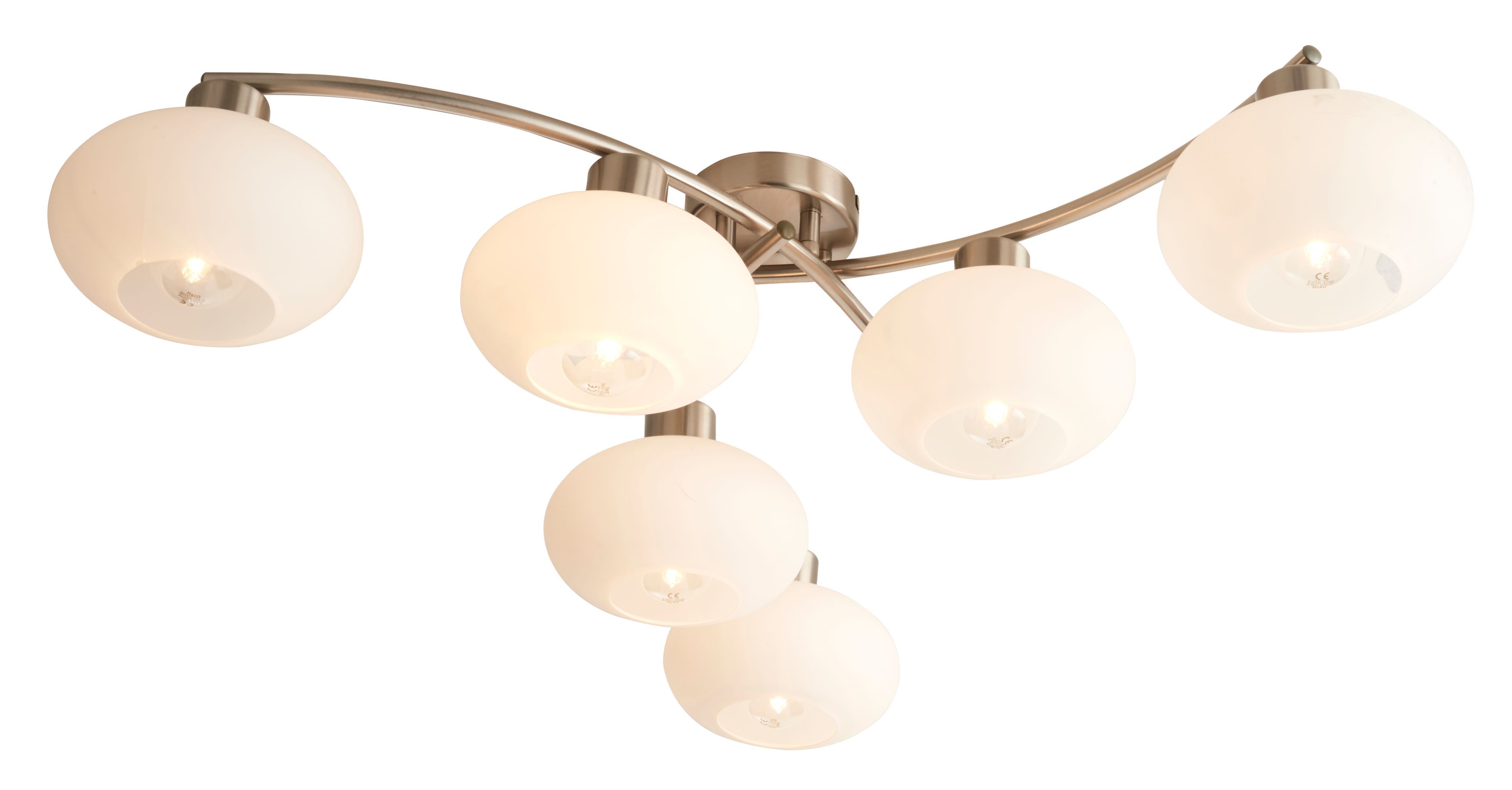 Colours Tentacles Brushed Glass & metal Chrome effect 6 Lamp Ceiling light