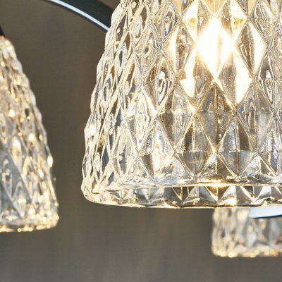 Colours Tetbury Brushed Glass & metal Chrome effect 5 Lamp Ceiling light