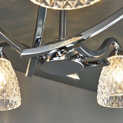 Colours Tetbury Brushed Glass & metal Chrome effect 5 Lamp Ceiling light