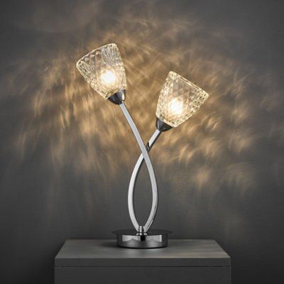 Colours Tetbury Matt Chrome effect Table lamp