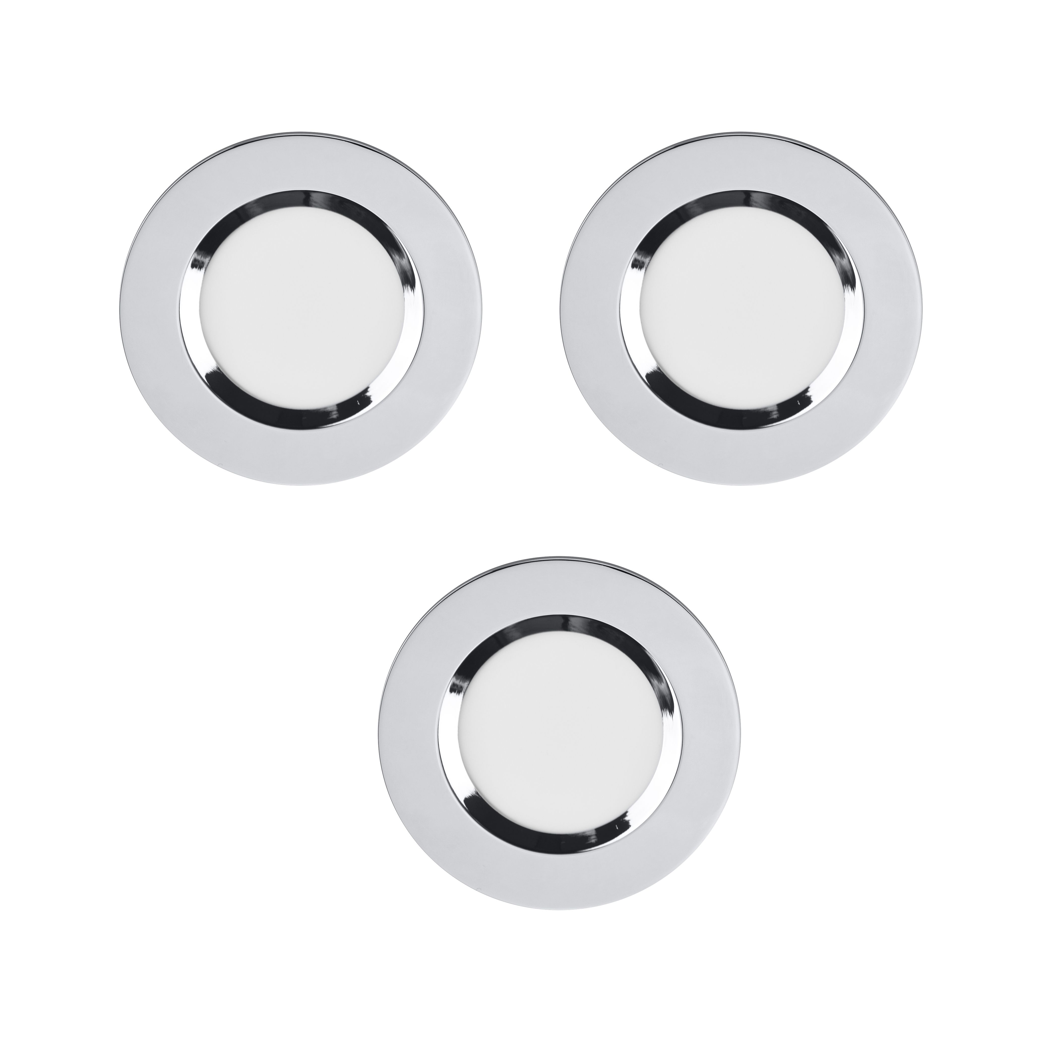 Colours Thorold Silver Chrome effect Non-adjustable LED Warm white & neutral white Downlight 8.1W IP20, Pack of 3