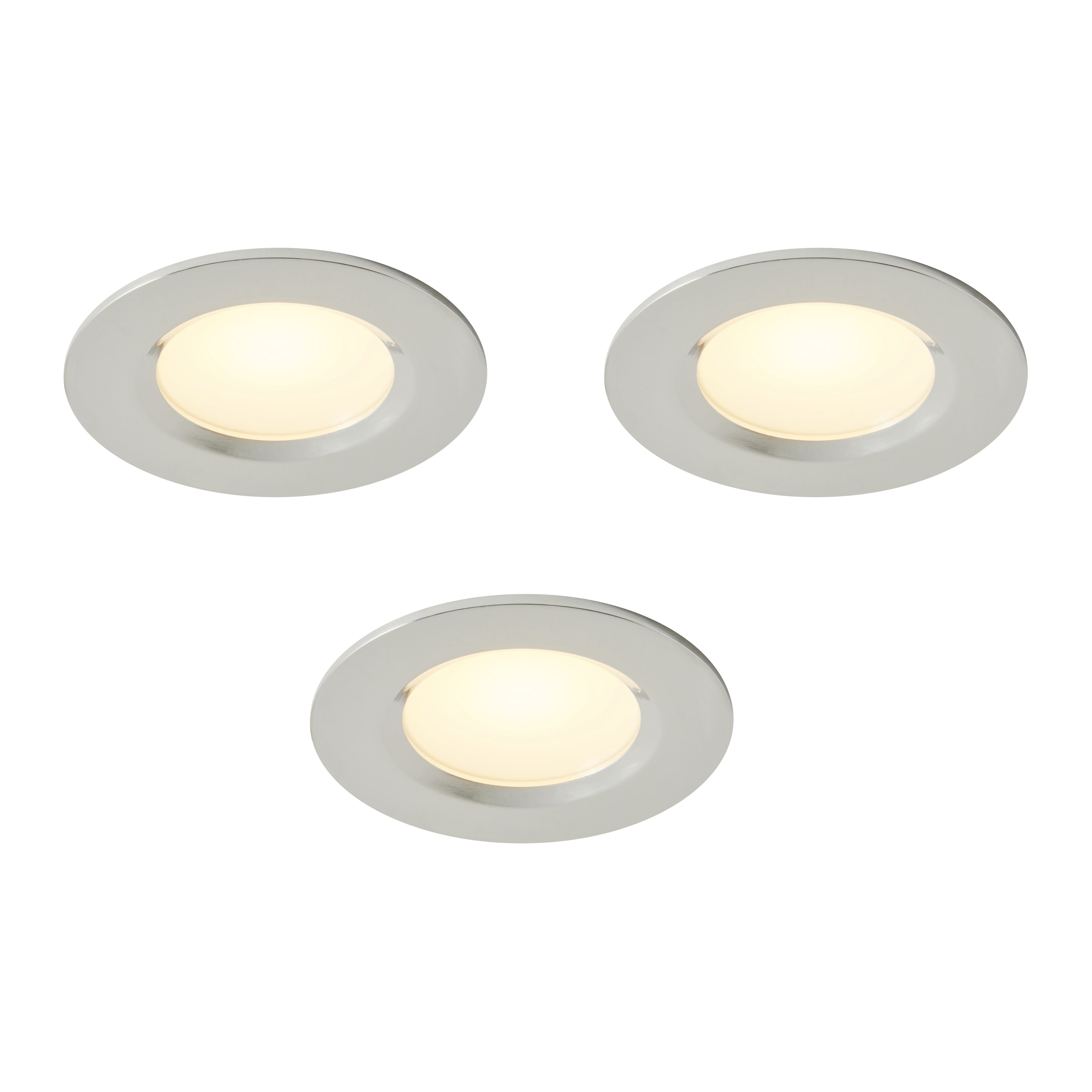 Colours Thorold Silver Chrome effect Non-adjustable LED Warm white & neutral white Downlight 8.1W IP20, Pack of 3