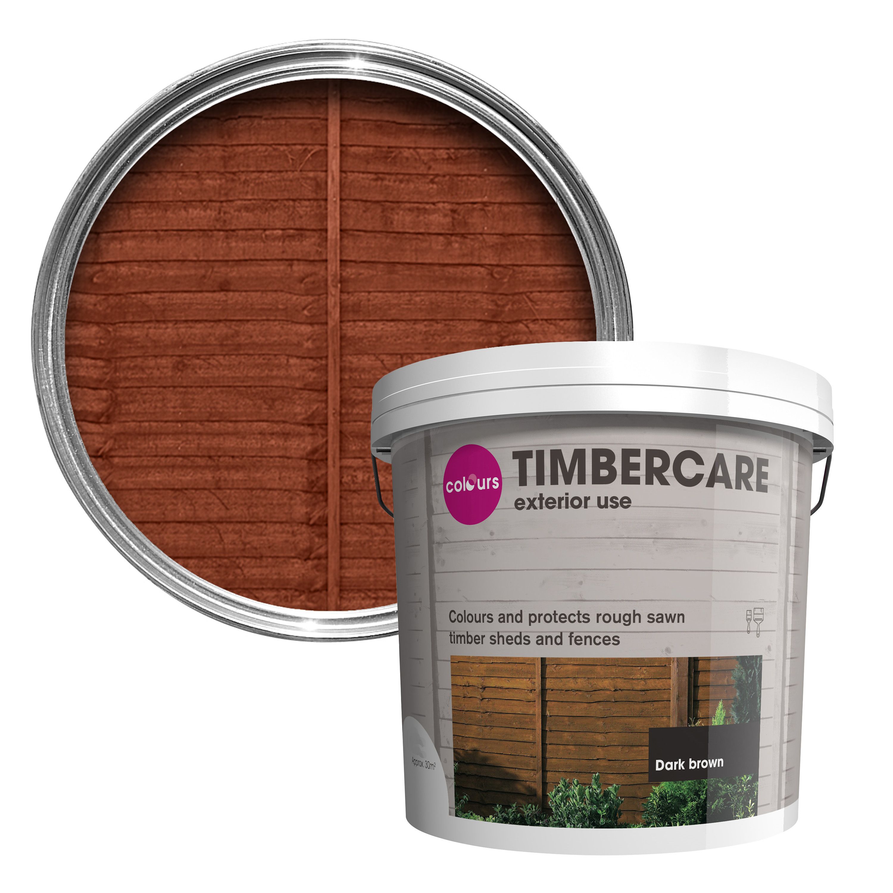 Colours Timbercare Dark brown Fence & shed Wood stain, 9L