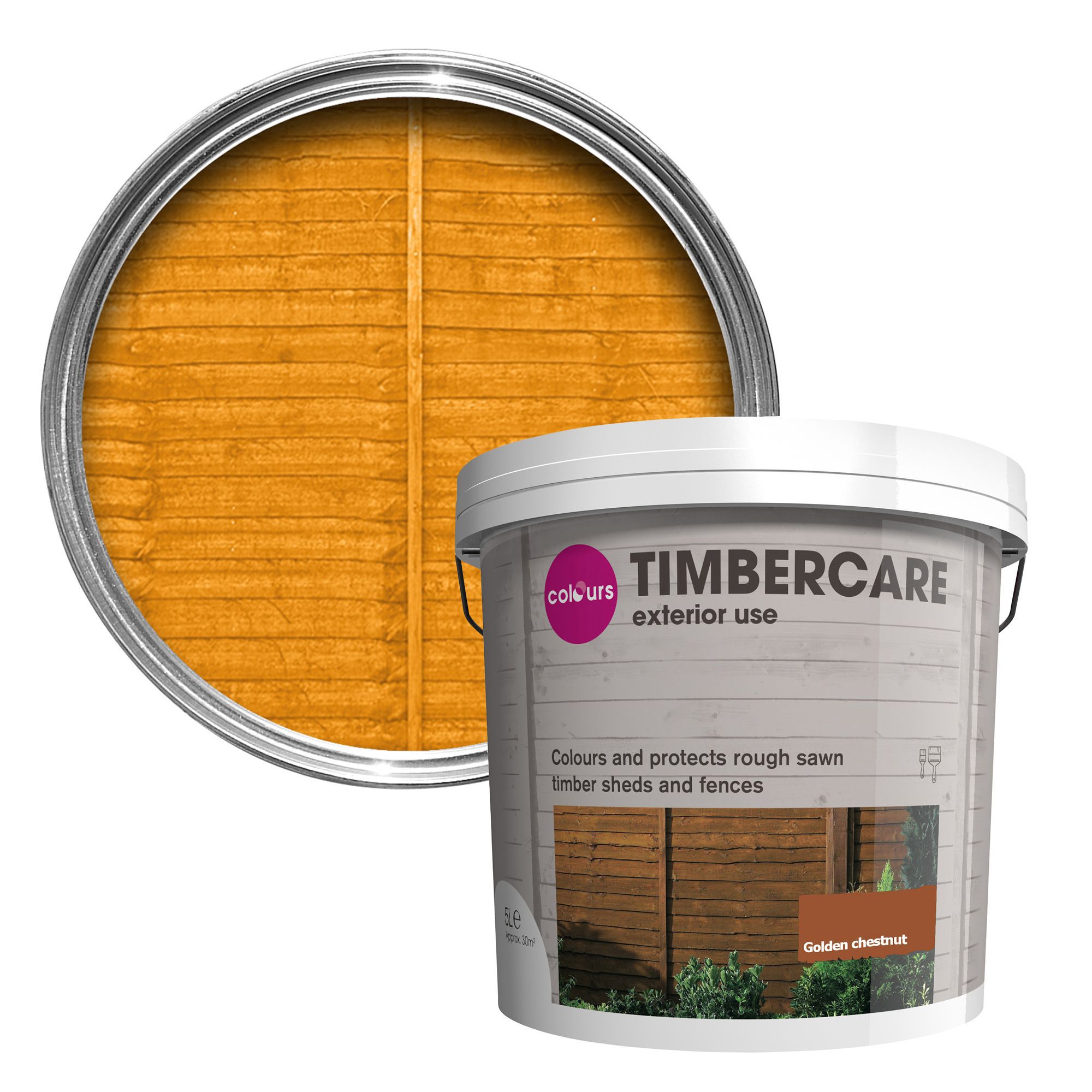 Colours Timbercare Golden chestnut Fence & shed Wood stain, 5L