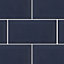 Colours Trentie Midnight blue Gloss Metro Ceramic Wall Tile Sample