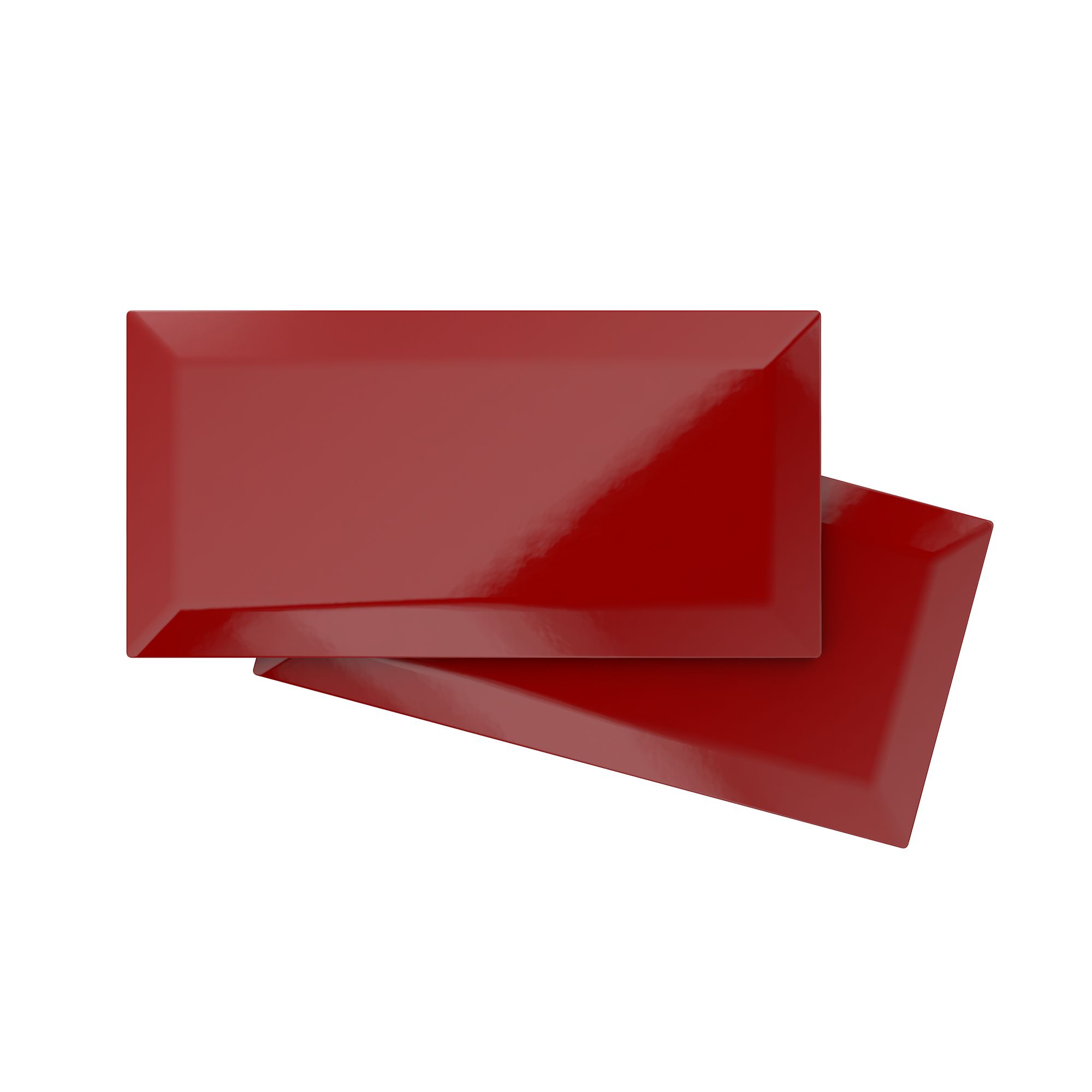 Colours Trentie Red Gloss Metro Ceramic Indoor Wall Tile, Pack of 40, (L)200mm (W)100mm