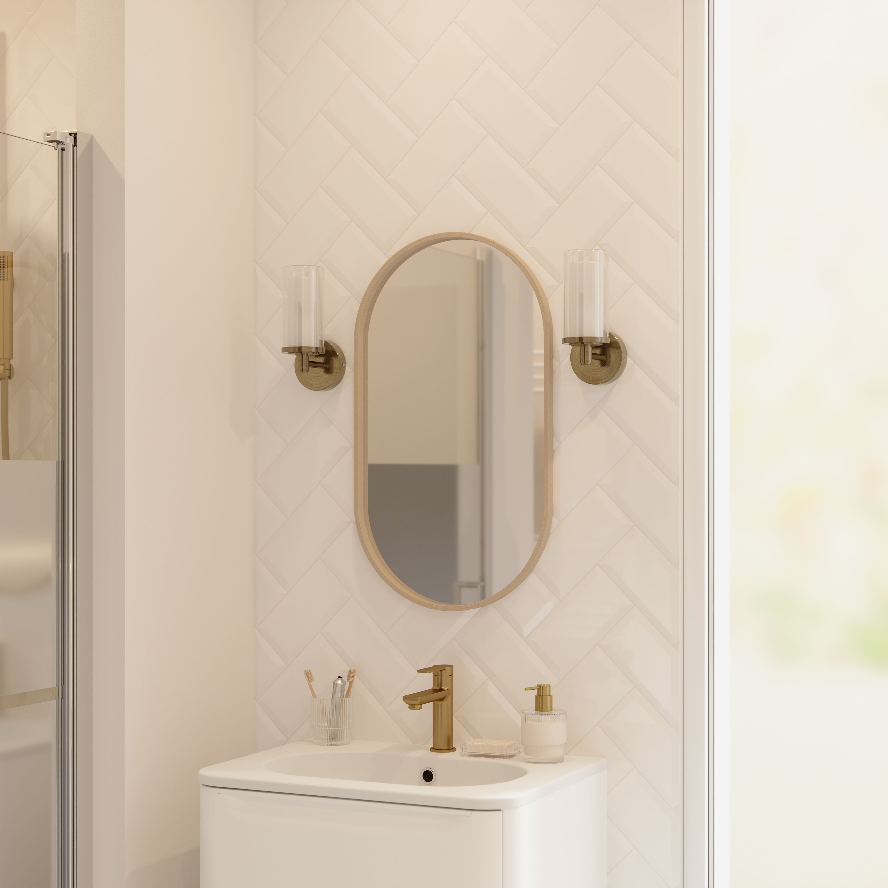 Colours Trentie White Gloss Metro Ceramic Indoor Wall Tile, Pack of 48, (L)200mm (W)100mm