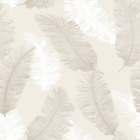 Colours Umali Brown & taupe Feather Glitter effect Embossed Wallpaper Sample