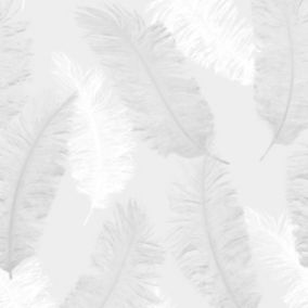 Colours Umali Grey Feather Glitter effect Embossed Wallpaper