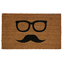 Colours Uri Black & natural Moustache Door mat, 75cm x 45cm