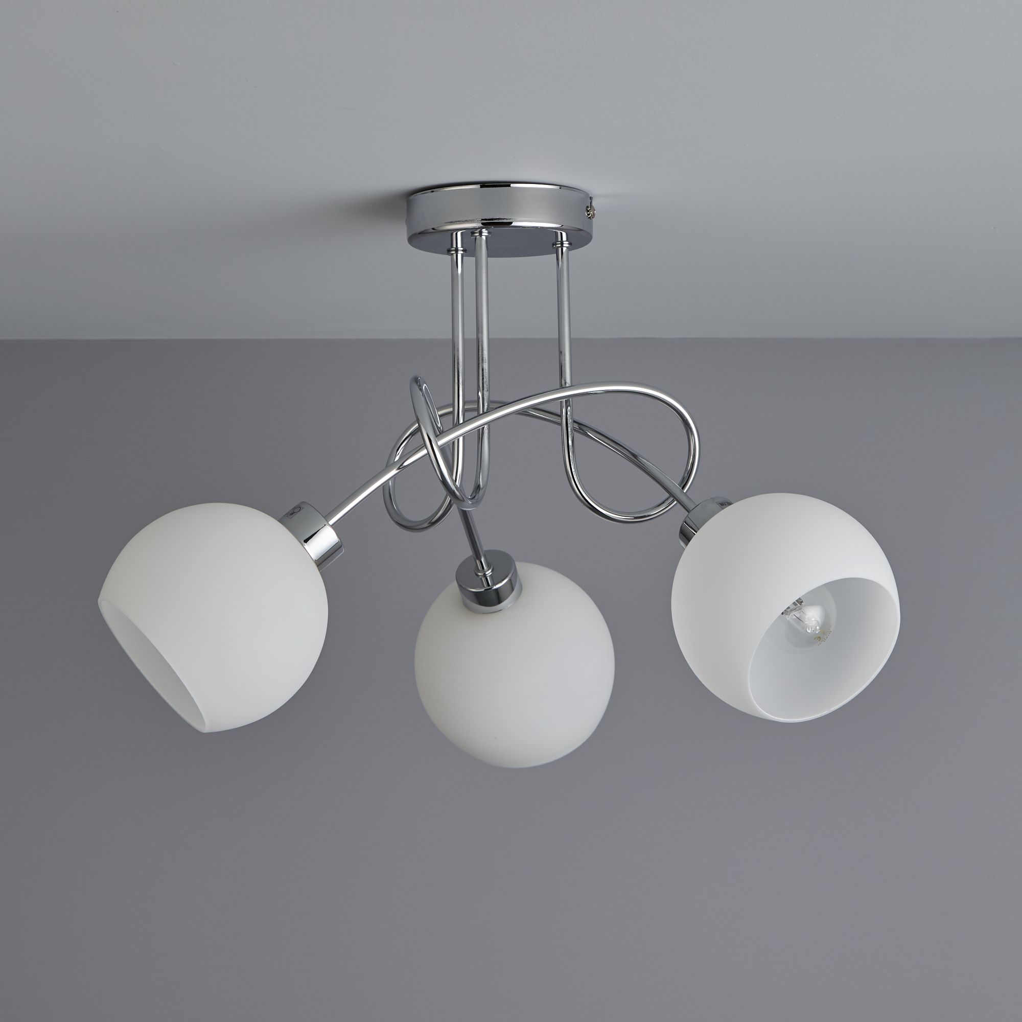 Colours Vacuna Glass & metal Chrome effect 3 Lamp Ceiling light