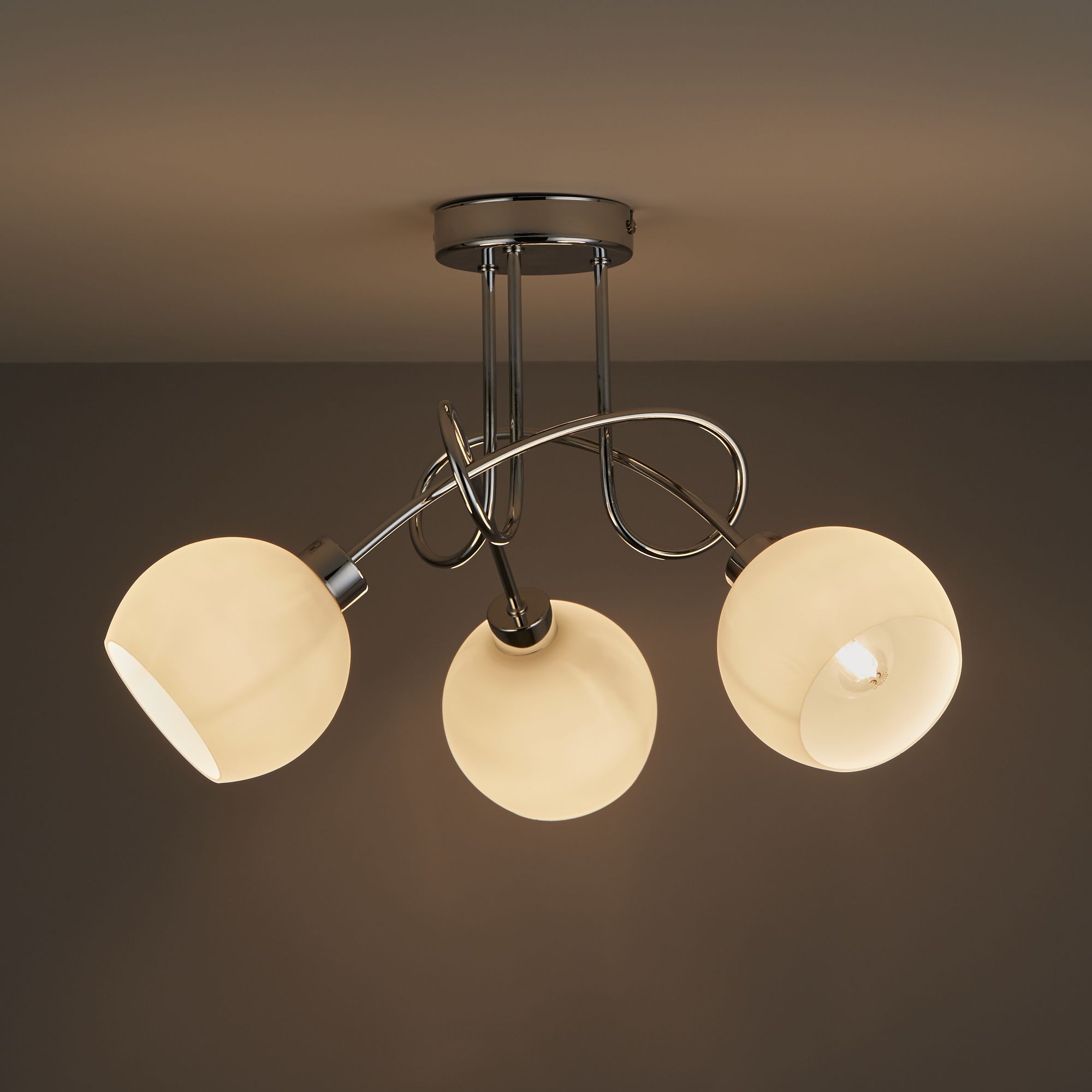 Colours Vacuna Glass & metal Chrome effect 3 Lamp Ceiling light